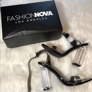 Fashion Nova Black & Clear Heels